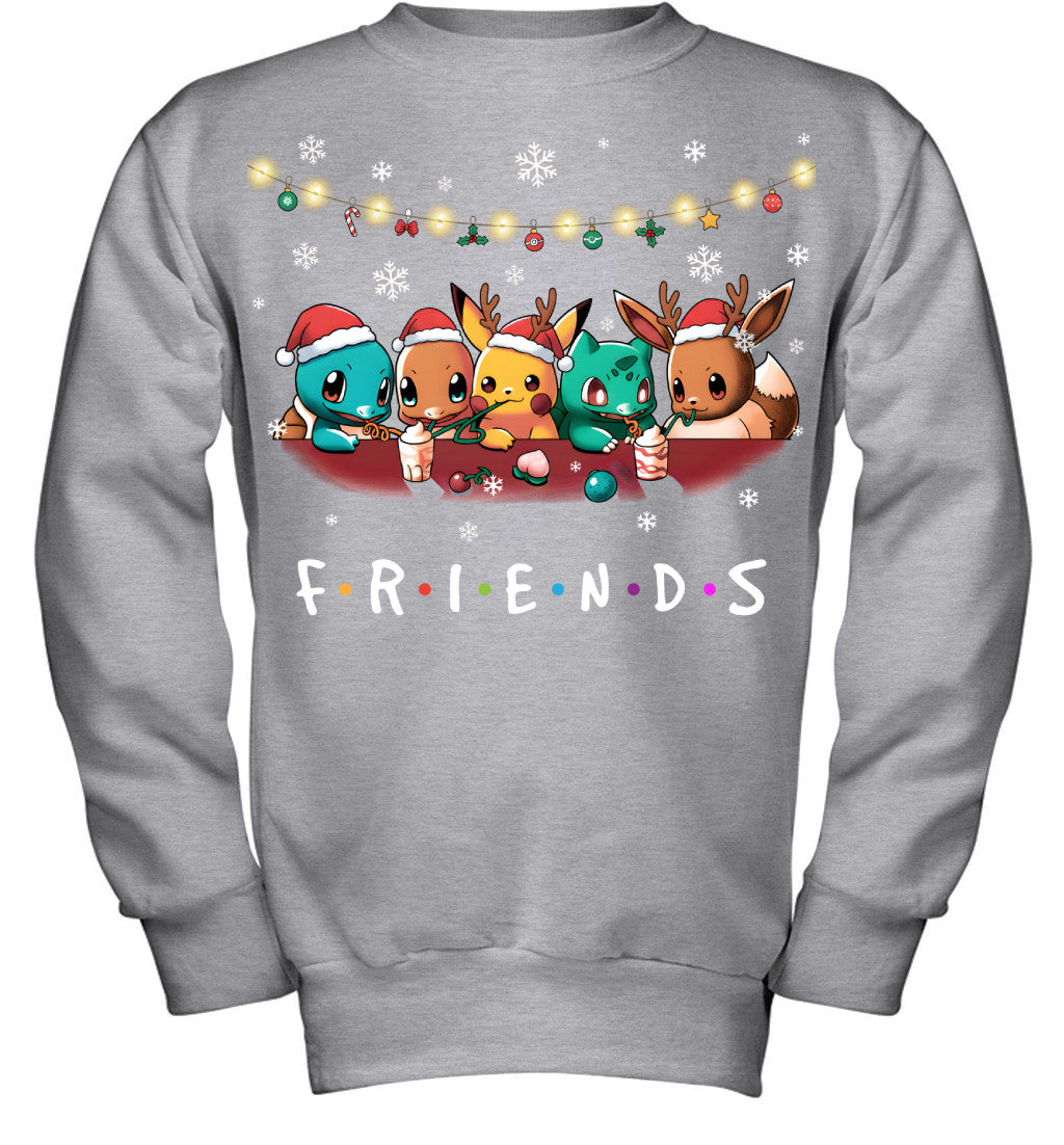 Cute Christmas Friends T-shirt - Holiday Gift Tee for Best Friends & Pokemon Lovers