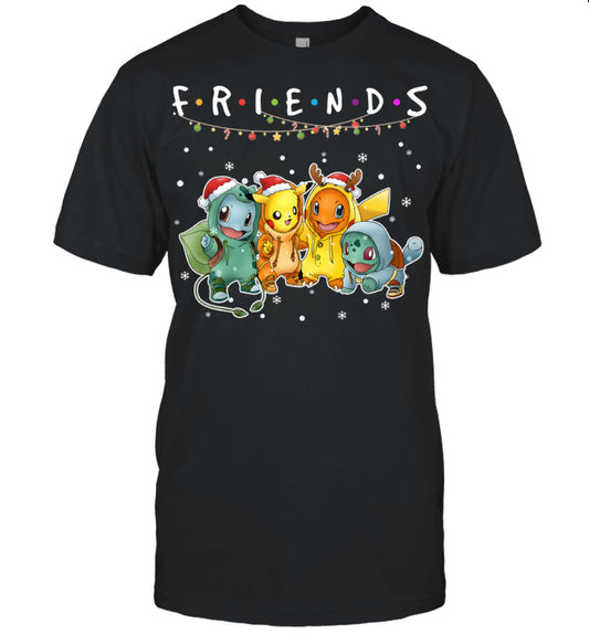 Cute Pokémon Christmas T-Shirt – Pikachu, Charmander, Bulbasaur & Squirtle Tee