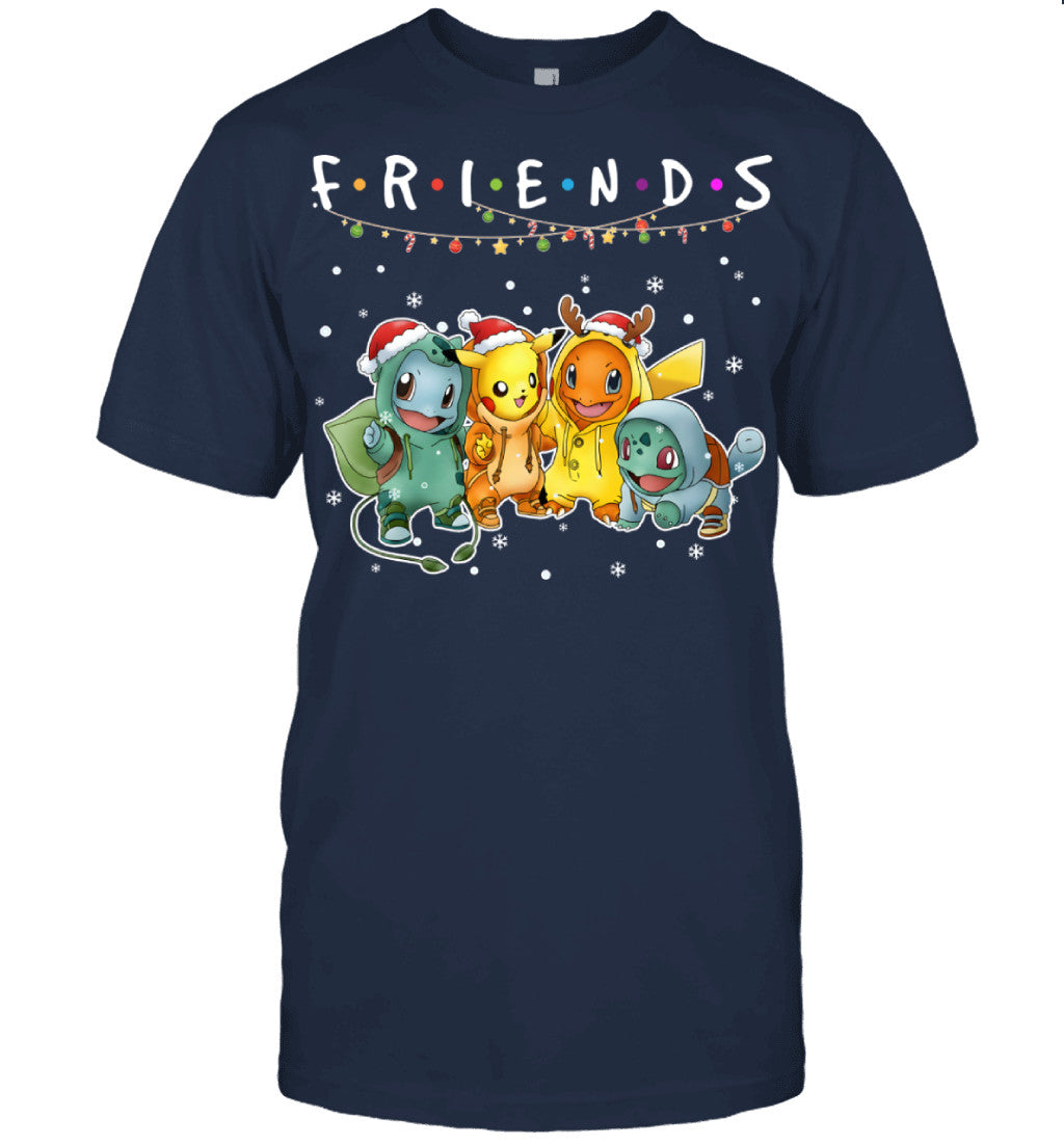 Cute Pokémon Christmas T-Shirt – Pikachu, Charmander, Bulbasaur & Squirtle Tee