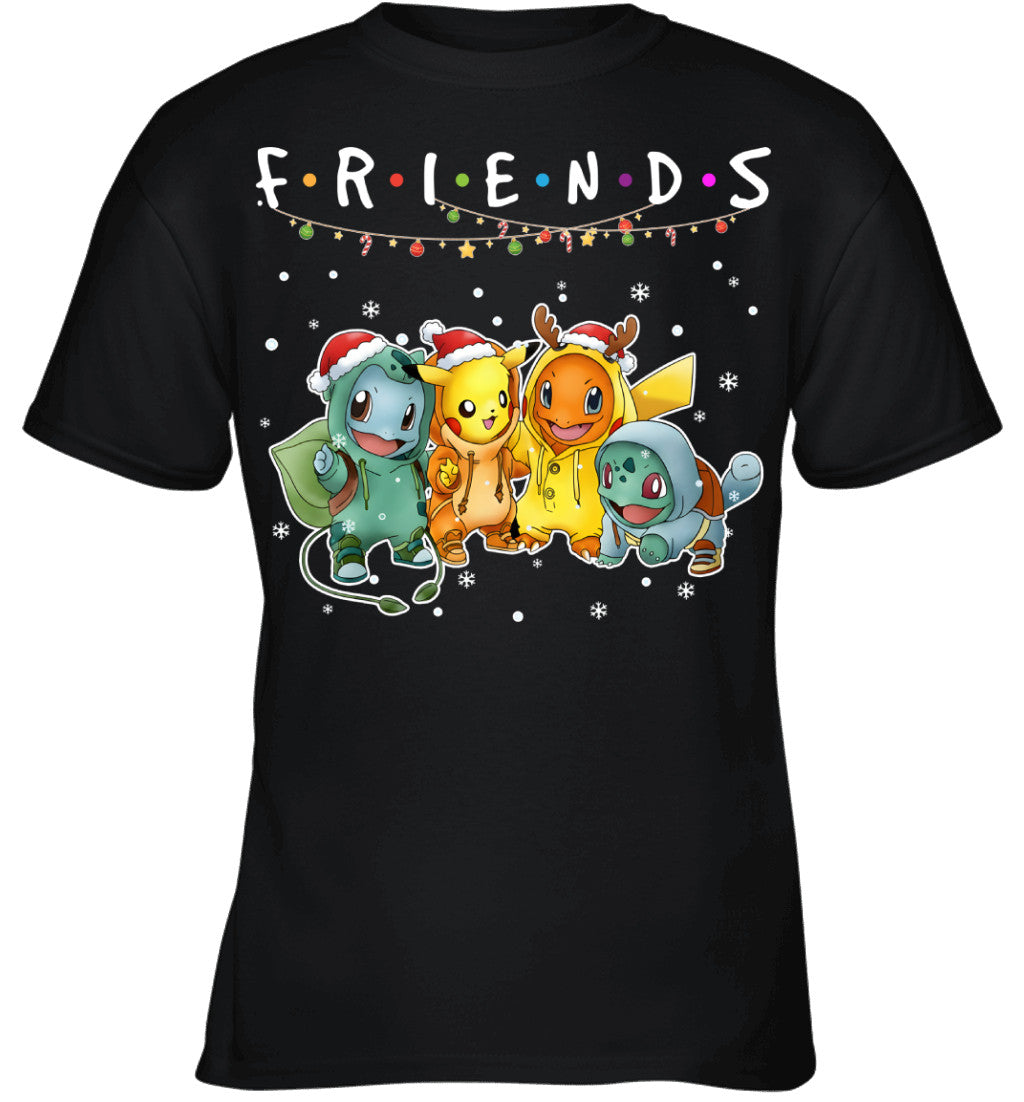 Cute Pokémon Christmas T-Shirt – Pikachu, Charmander, Bulbasaur & Squirtle Tee