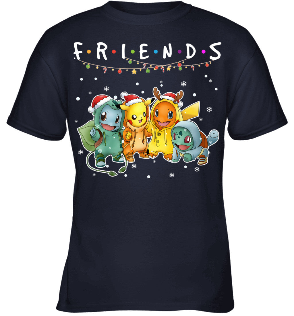 Cute Pokémon Christmas T-Shirt – Pikachu, Charmander, Bulbasaur & Squirtle Tee