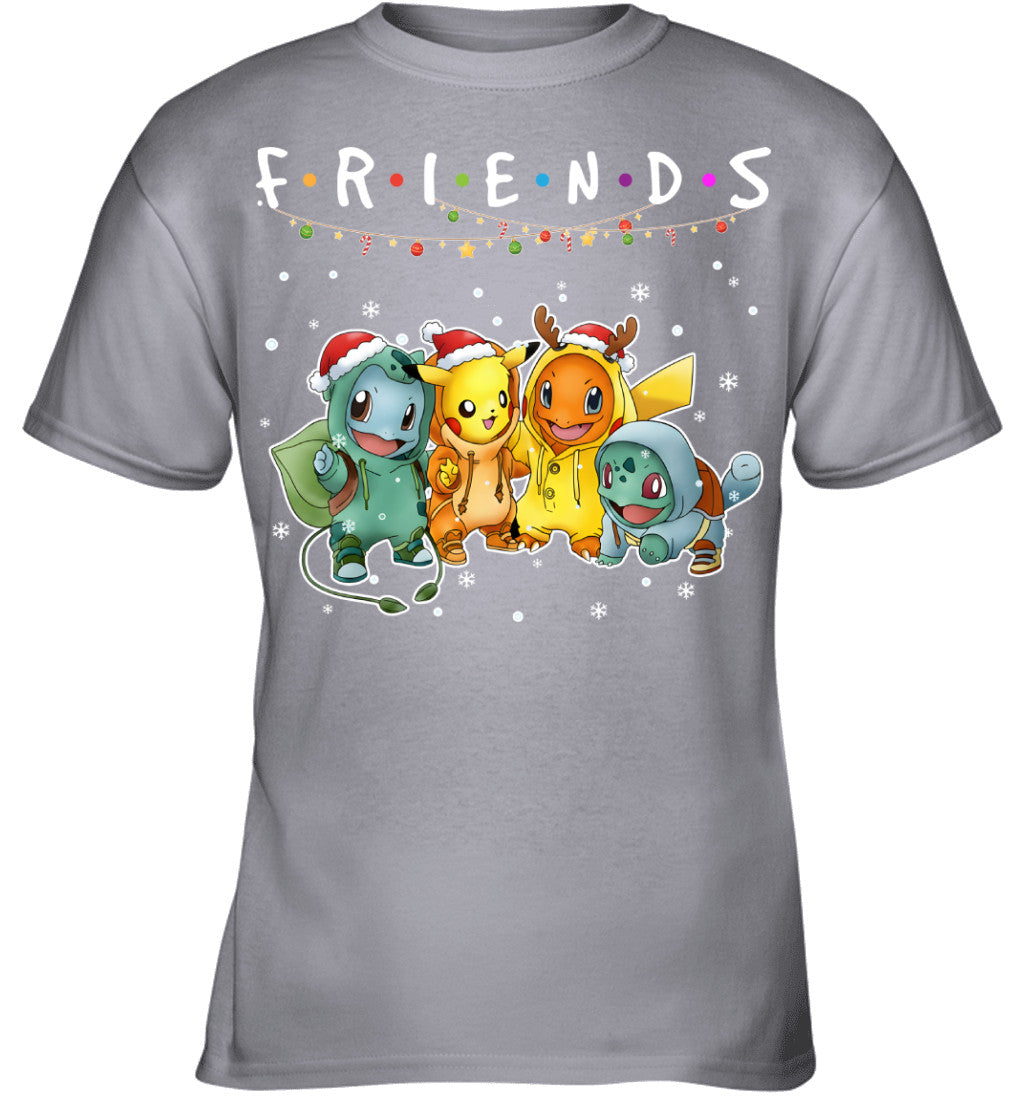 Cute Pokémon Christmas T-Shirt – Pikachu, Charmander, Bulbasaur & Squirtle Tee
