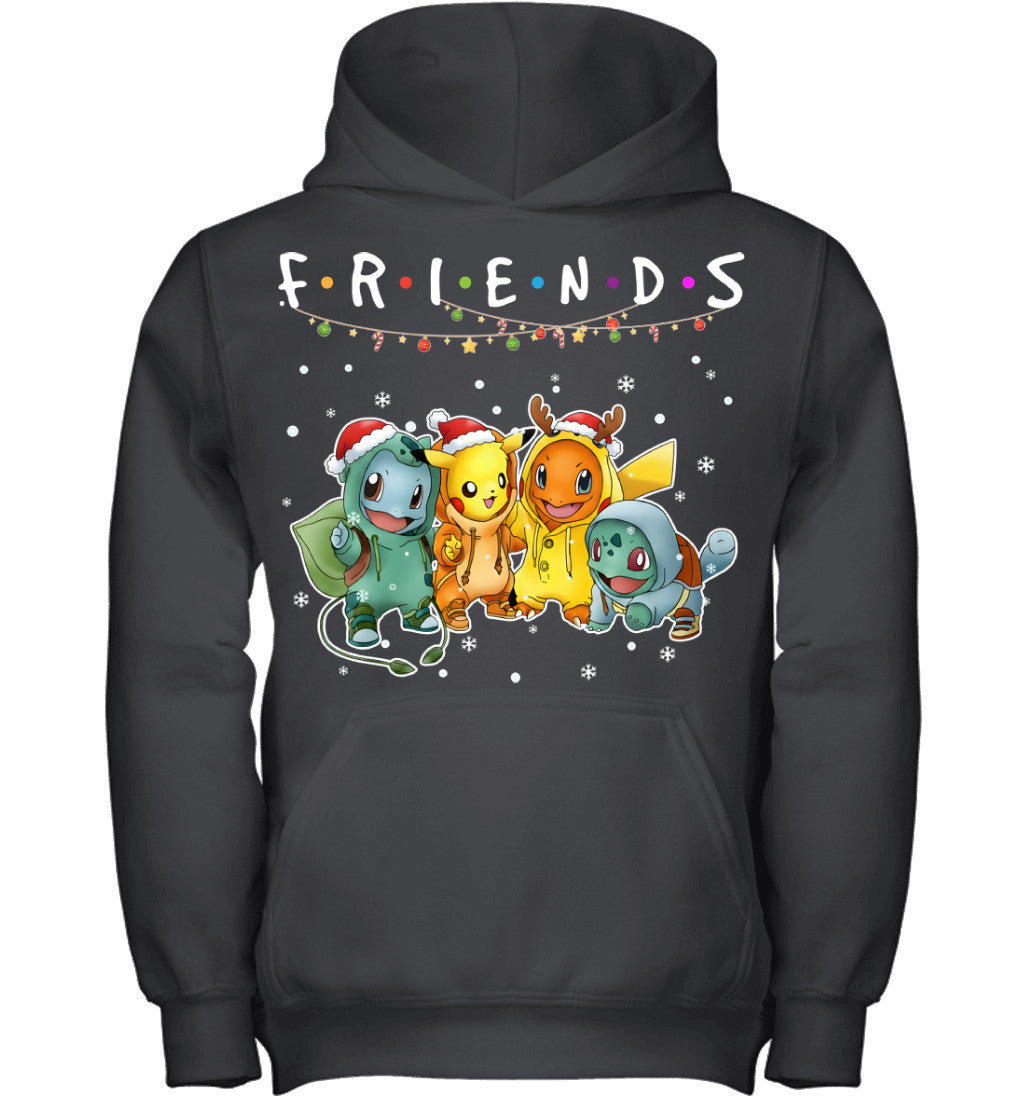 Cute Pokémon Christmas T-Shirt – Pikachu, Charmander, Bulbasaur & Squirtle Tee