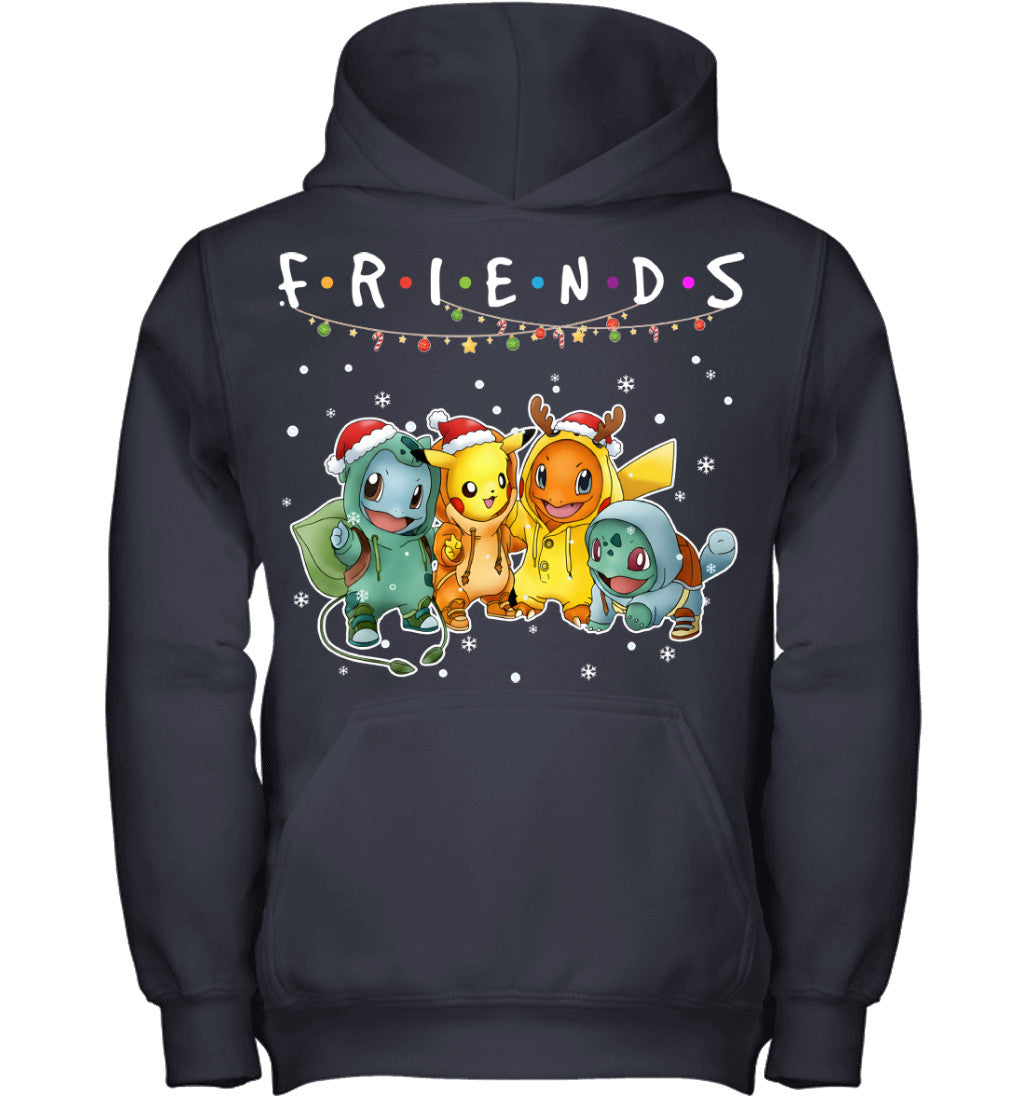Cute Pokémon Christmas T-Shirt – Pikachu, Charmander, Bulbasaur & Squirtle Tee