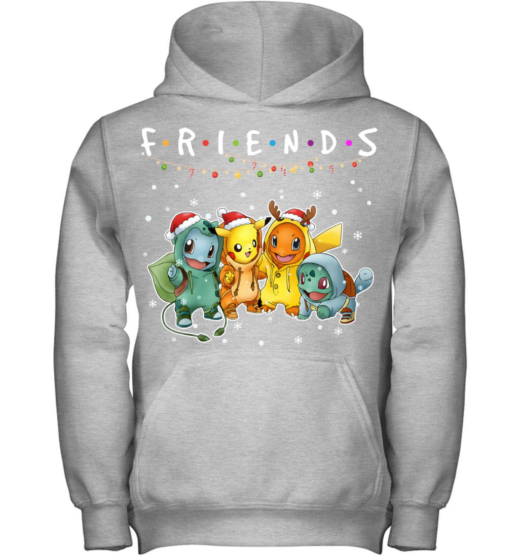 Cute Pokémon Christmas T-Shirt – Pikachu, Charmander, Bulbasaur & Squirtle Tee