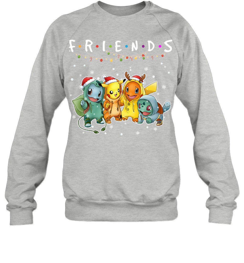 Cute Pokémon Christmas T-Shirt – Pikachu, Charmander, Bulbasaur & Squirtle Tee