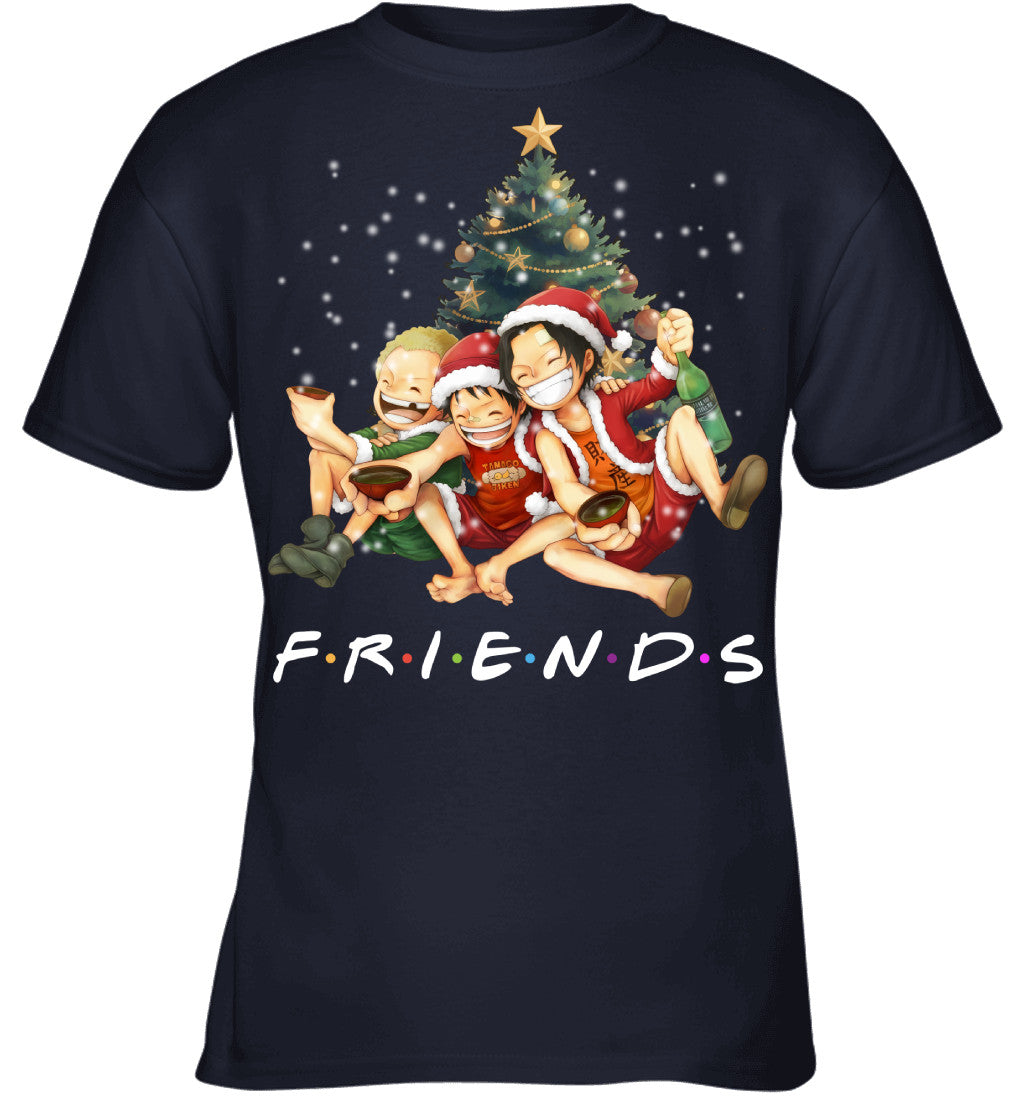 One Piece Friends Christmas T-Shirt – Luffy, Ace & Sabo Holiday Tee