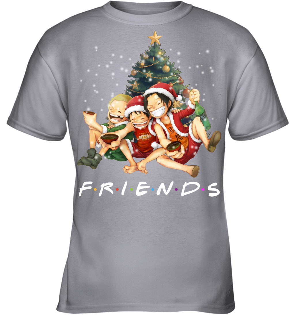 One Piece Friends Christmas T-Shirt – Luffy, Ace & Sabo Holiday Tee