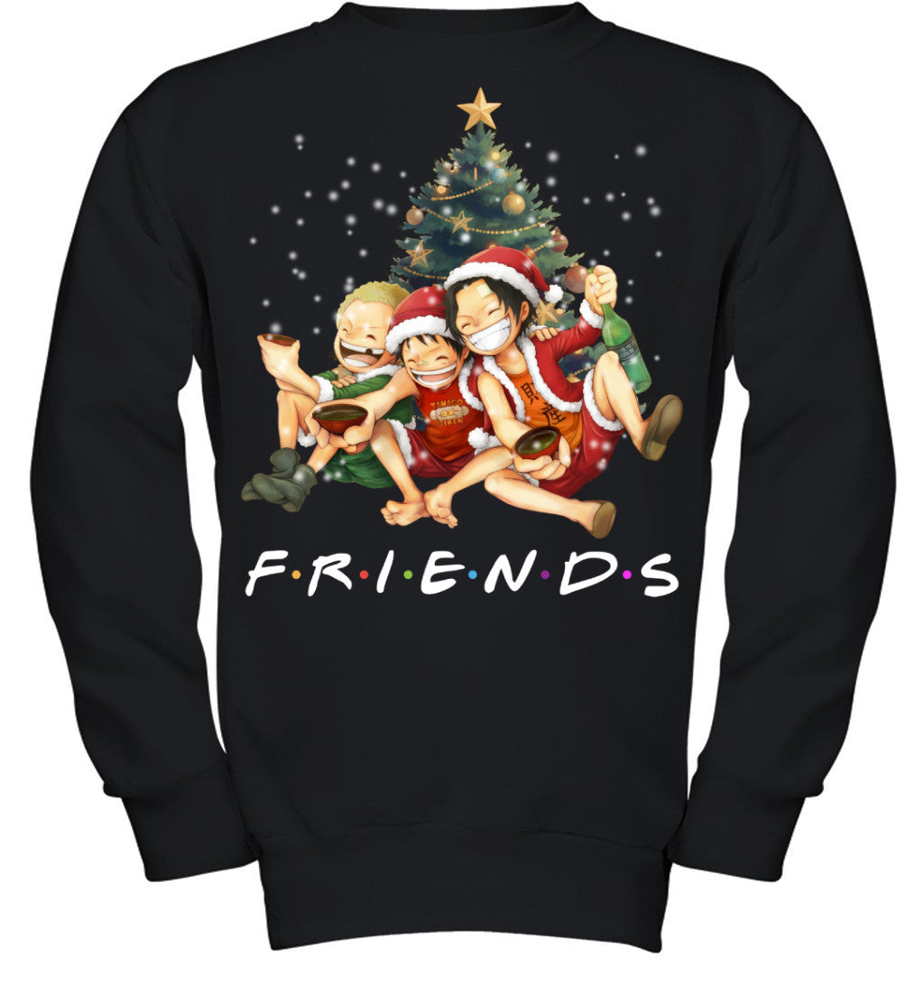 One Piece Friends Christmas T-Shirt – Luffy, Ace & Sabo Holiday Tee