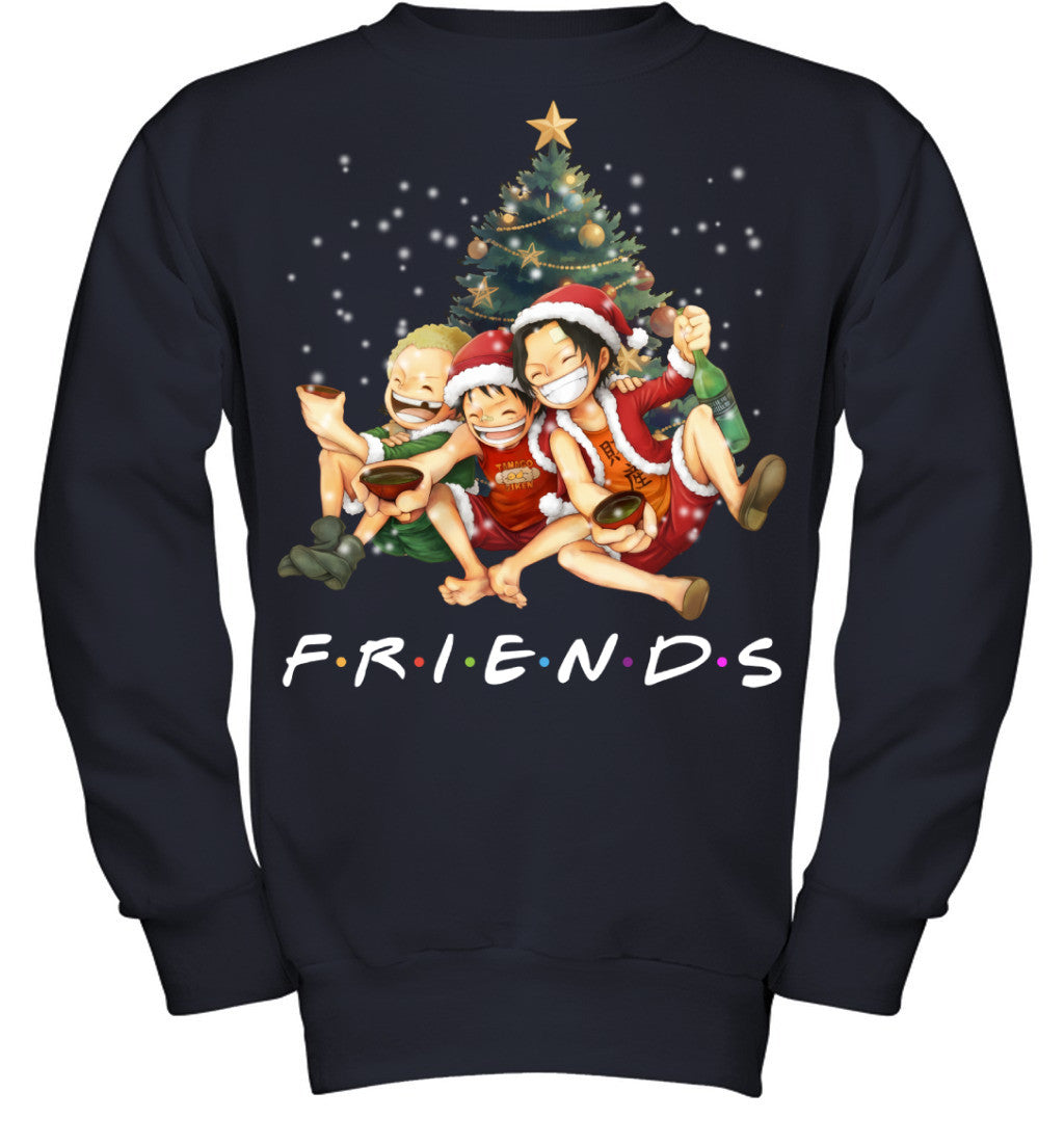 One Piece Friends Christmas T-Shirt – Luffy, Ace & Sabo Holiday Tee