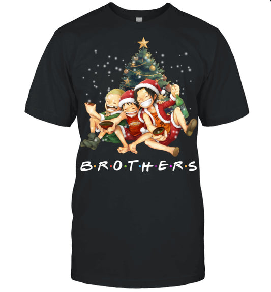One Piece Brothers Christmas T-Shirt – Luffy, Ace & Sabo Holiday Tee