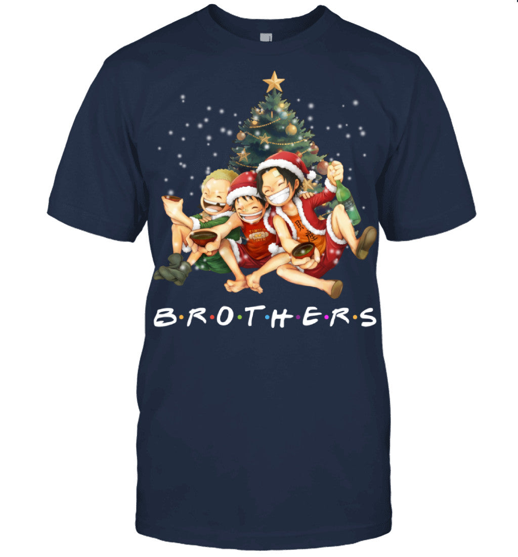 One Piece Brothers Christmas T-Shirt – Luffy, Ace & Sabo Holiday Tee