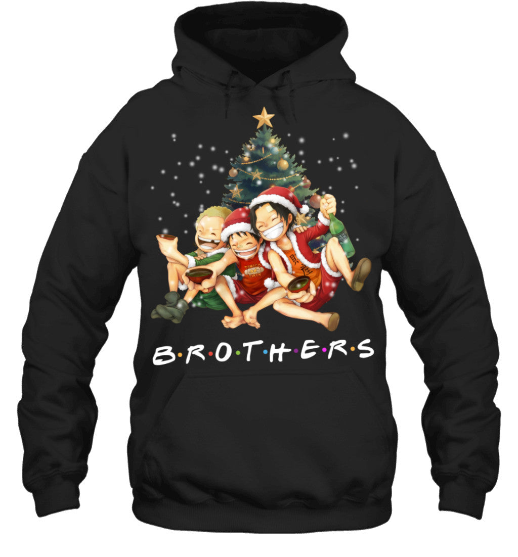 One Piece Brothers Christmas T-Shirt – Luffy, Ace & Sabo Holiday Tee