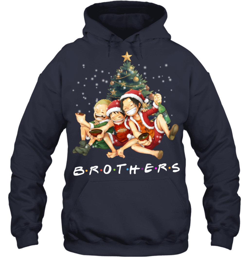 One Piece Brothers Christmas T-Shirt – Luffy, Ace & Sabo Holiday Tee