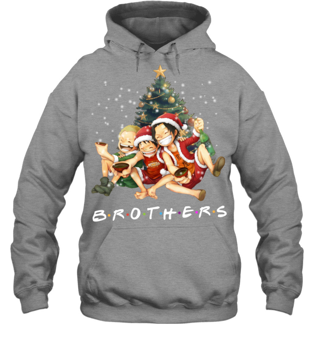 One Piece Brothers Christmas T-Shirt – Luffy, Ace & Sabo Holiday Tee