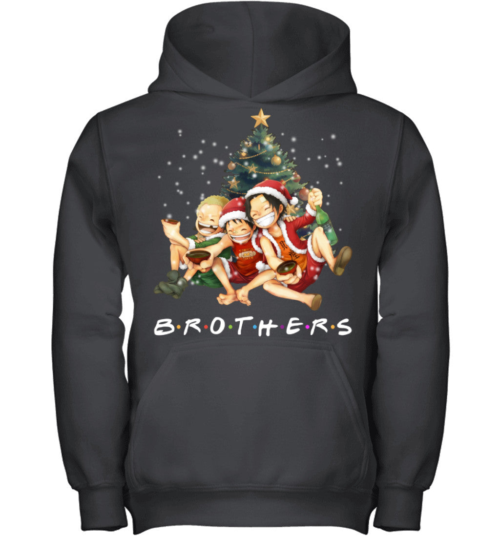 One Piece Brothers Christmas T-Shirt – Luffy, Ace & Sabo Holiday Tee