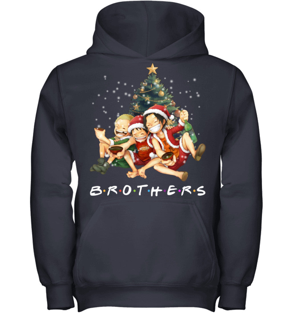 One Piece Brothers Christmas T-Shirt – Luffy, Ace & Sabo Holiday Tee