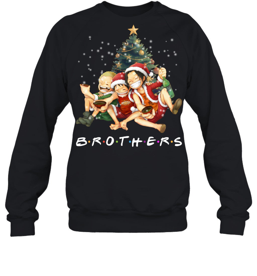 One Piece Brothers Christmas T-Shirt – Luffy, Ace & Sabo Holiday Tee