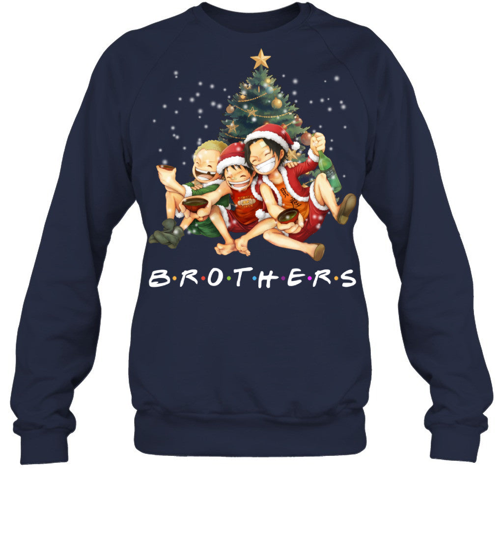 One Piece Brothers Christmas T-Shirt – Luffy, Ace & Sabo Holiday Tee