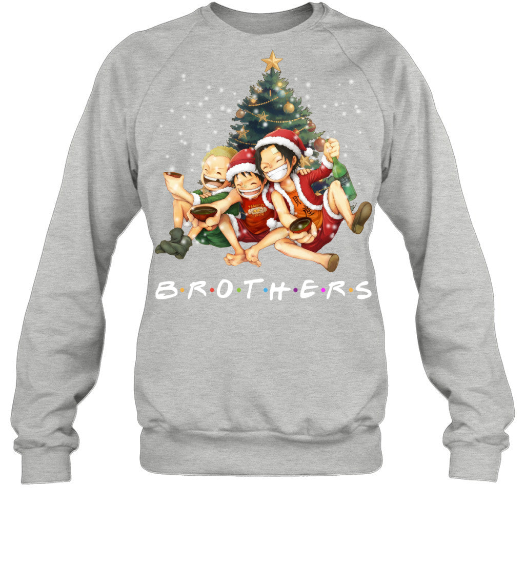 One Piece Brothers Christmas T-Shirt – Luffy, Ace & Sabo Holiday Tee