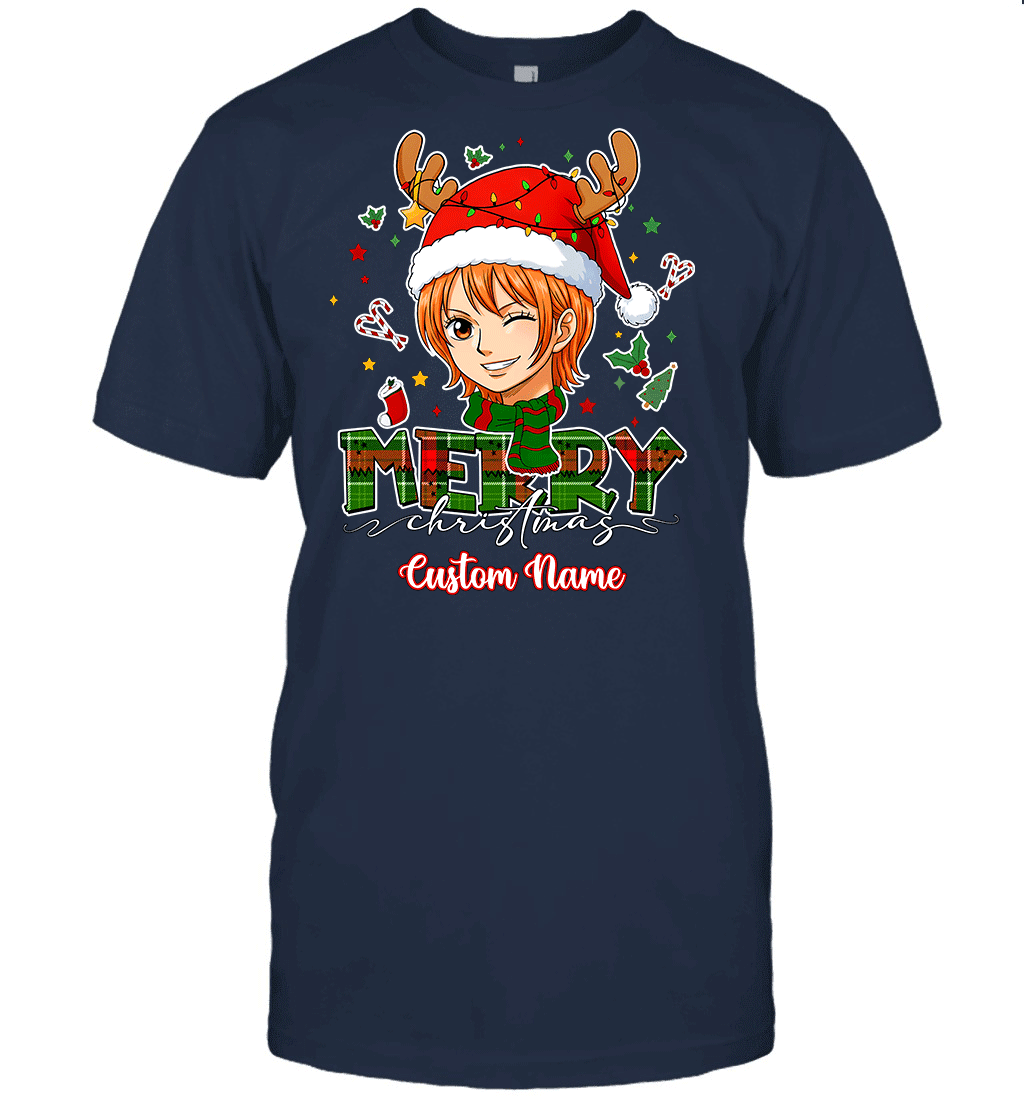 One Piece Nami Christmas – Add Your Name For A Festive Touch Graphic T-shirt