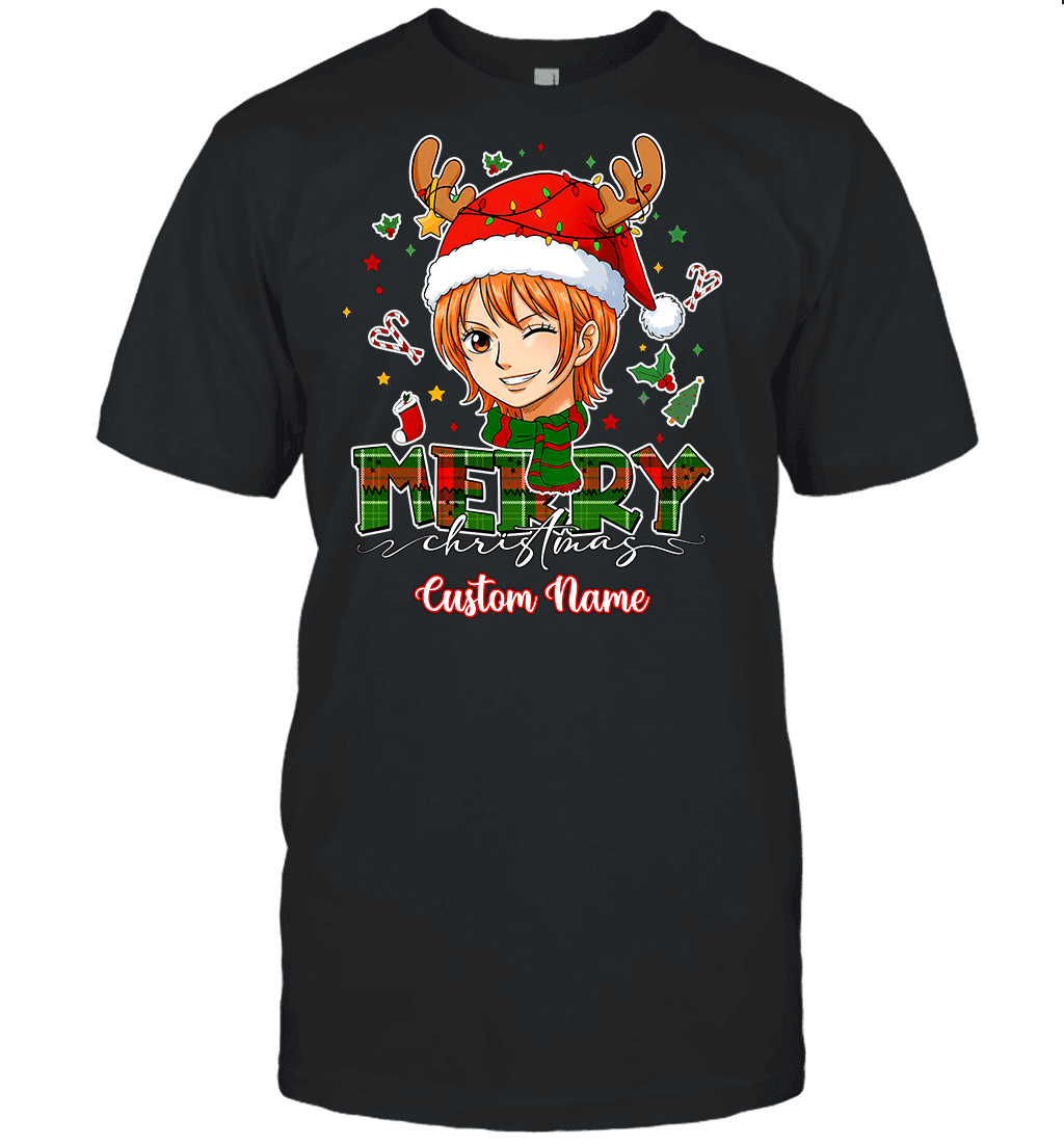 One Piece Nami Christmas – Add Your Name For A Festive Touch Graphic T-shirt