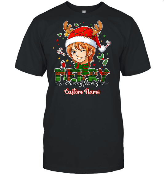 One Piece Nami Christmas – Add Your Name For A Festive Touch Graphic T-shirt