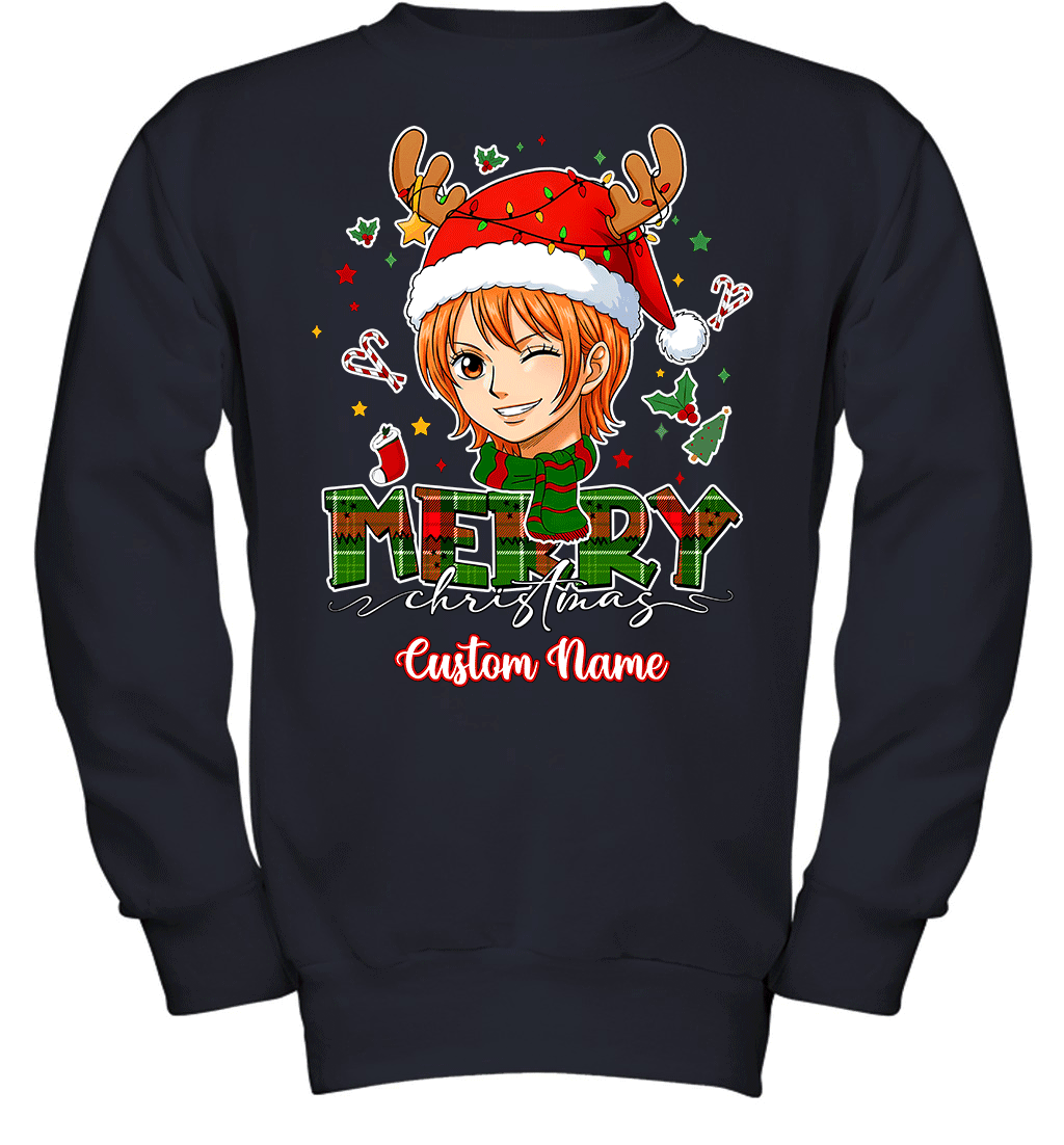 One Piece Nami Christmas – Add Your Name For A Festive Touch Graphic T-shirt