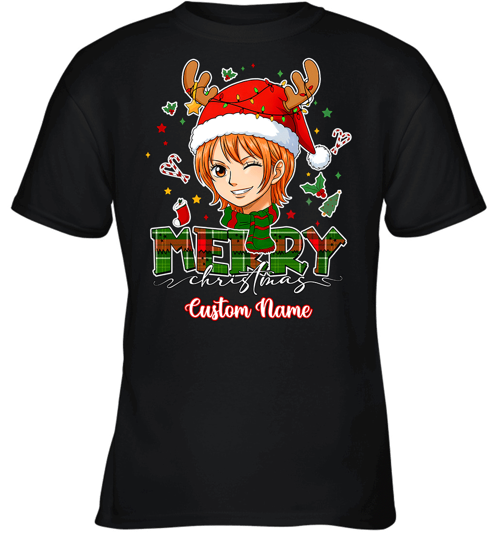 One Piece Nami Christmas – Add Your Name For A Festive Touch Graphic T-shirt