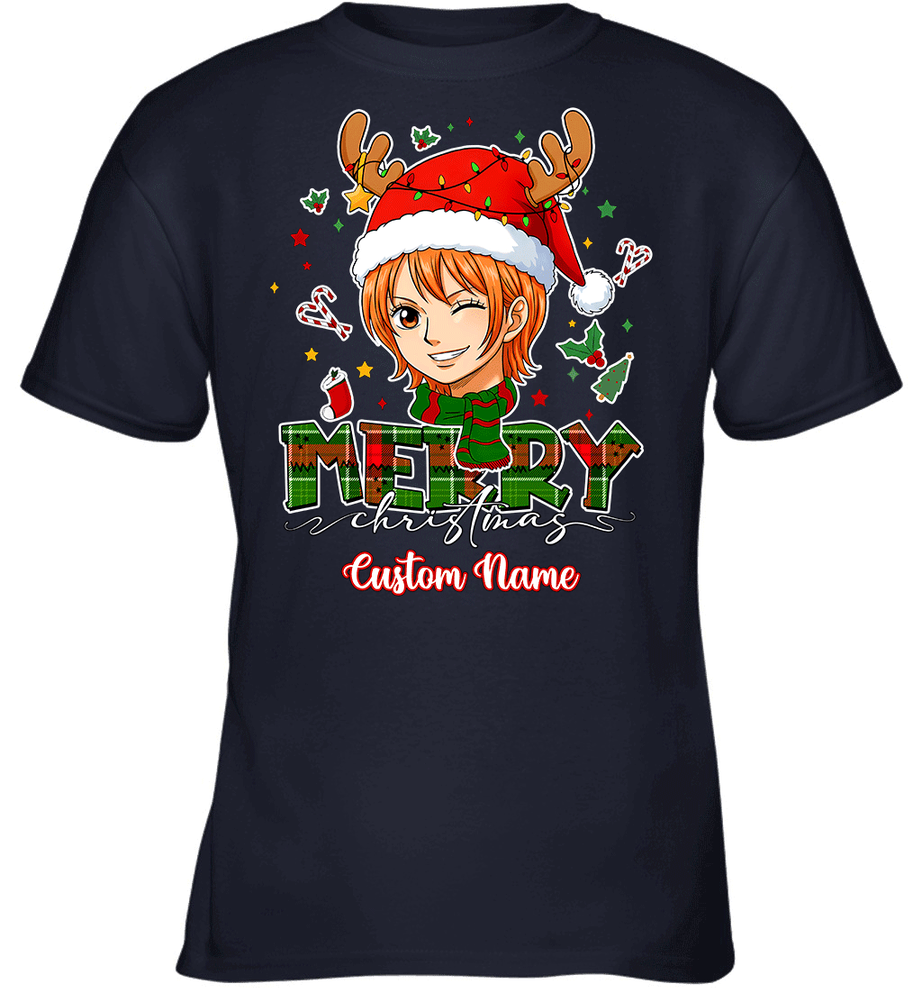 One Piece Nami Christmas – Add Your Name For A Festive Touch Graphic T-shirt