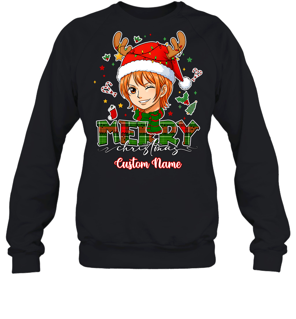 One Piece Nami Christmas – Add Your Name For A Festive Touch Graphic T-shirt