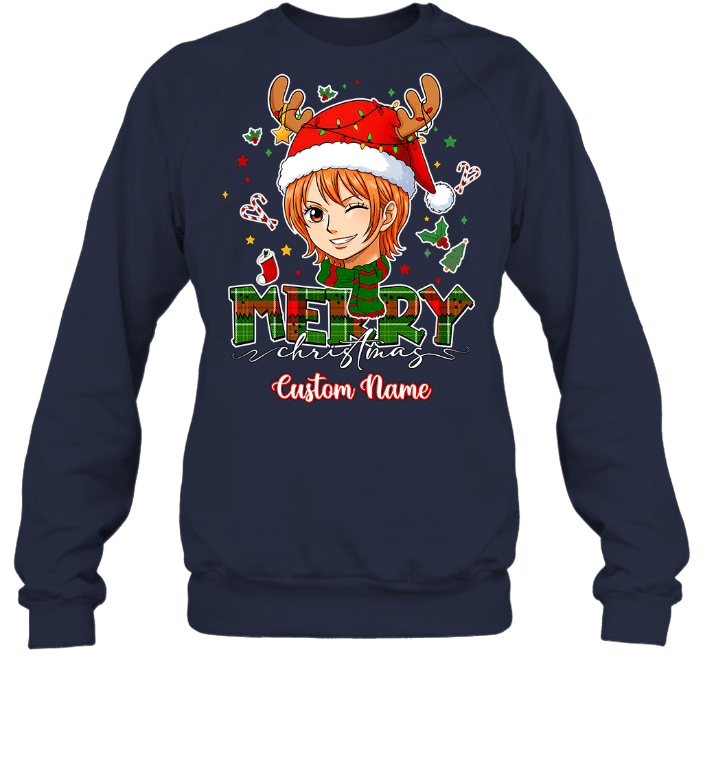 One Piece Nami Christmas – Add Your Name For A Festive Touch Graphic T-shirt