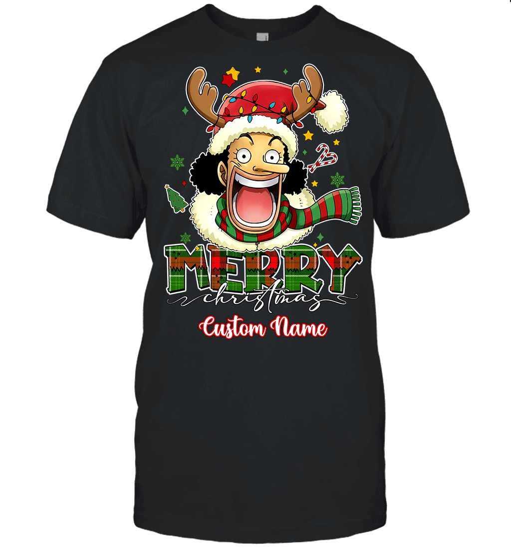 One Piece Usopp Christmas – Add Your Name For A Festive Touch Graphic T-shirt