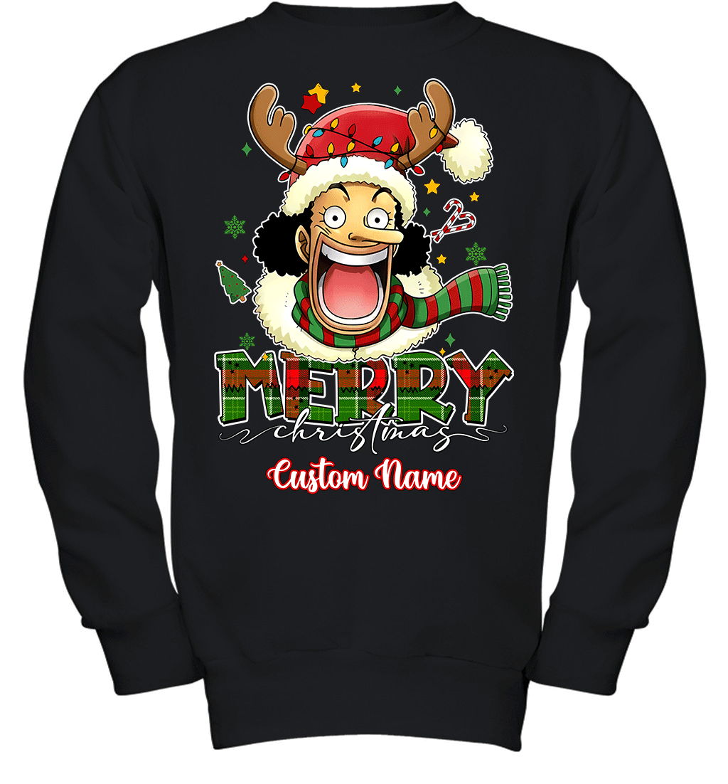 One Piece Usopp Christmas – Add Your Name For A Festive Touch Graphic T-shirt