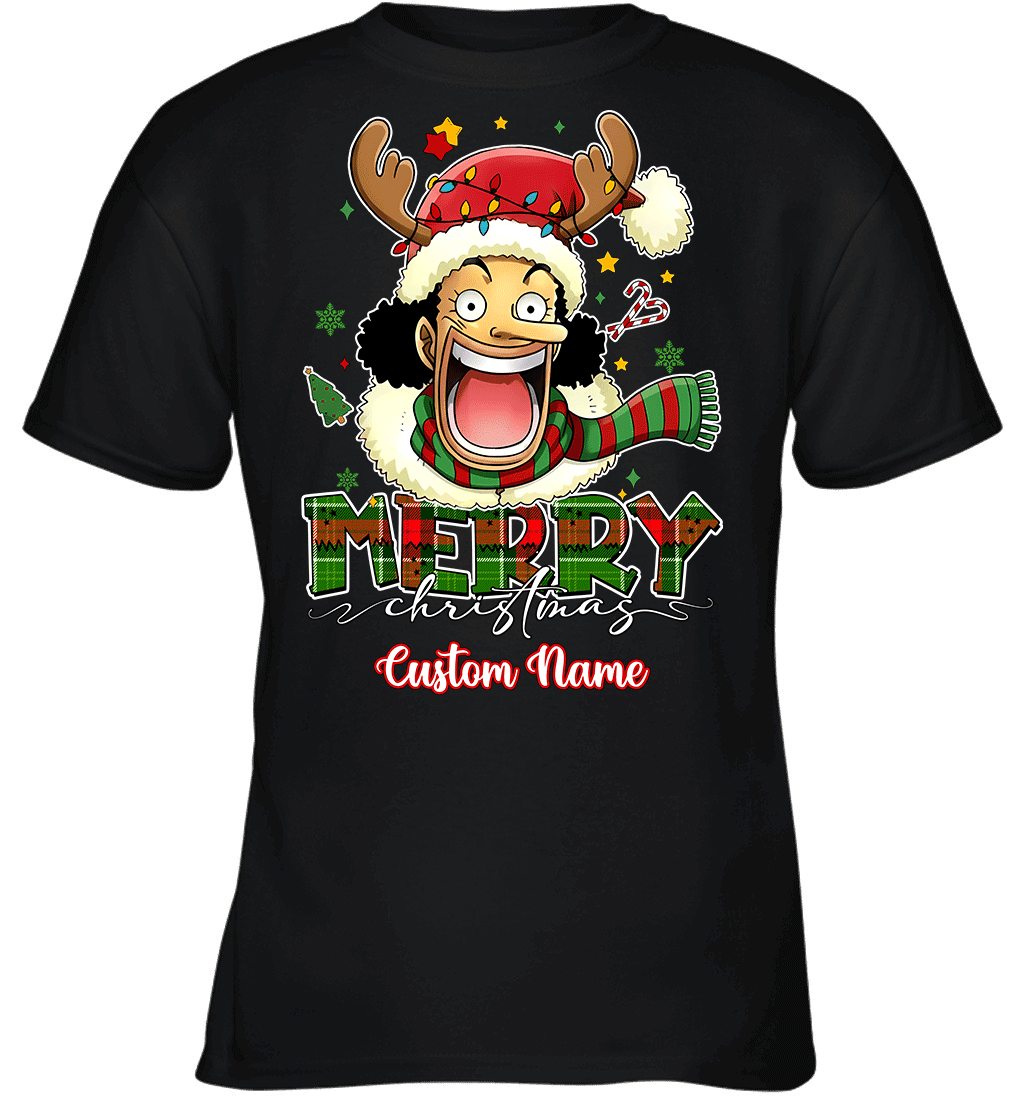 One Piece Usopp Christmas – Add Your Name For A Festive Touch Graphic T-shirt