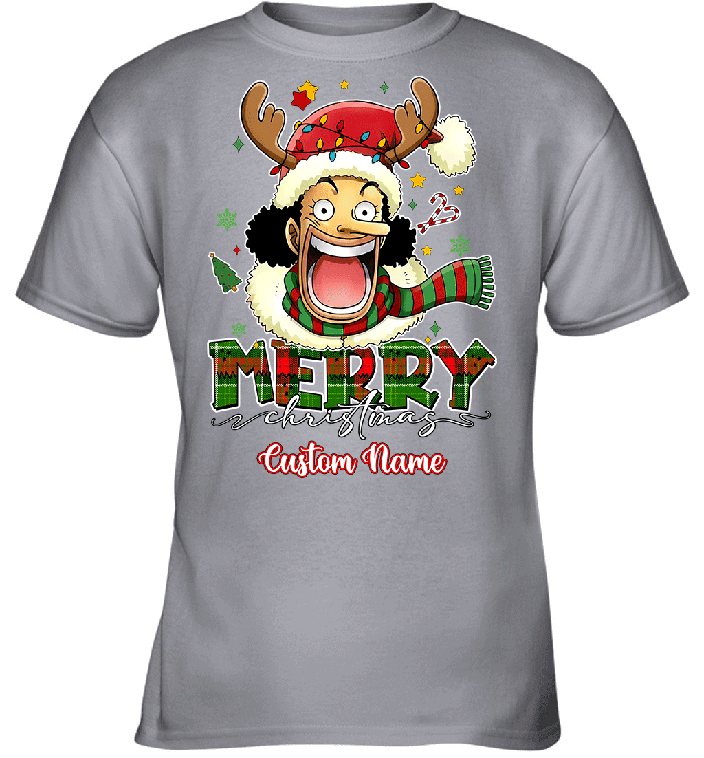 One Piece Usopp Christmas – Add Your Name For A Festive Touch Graphic T-shirt