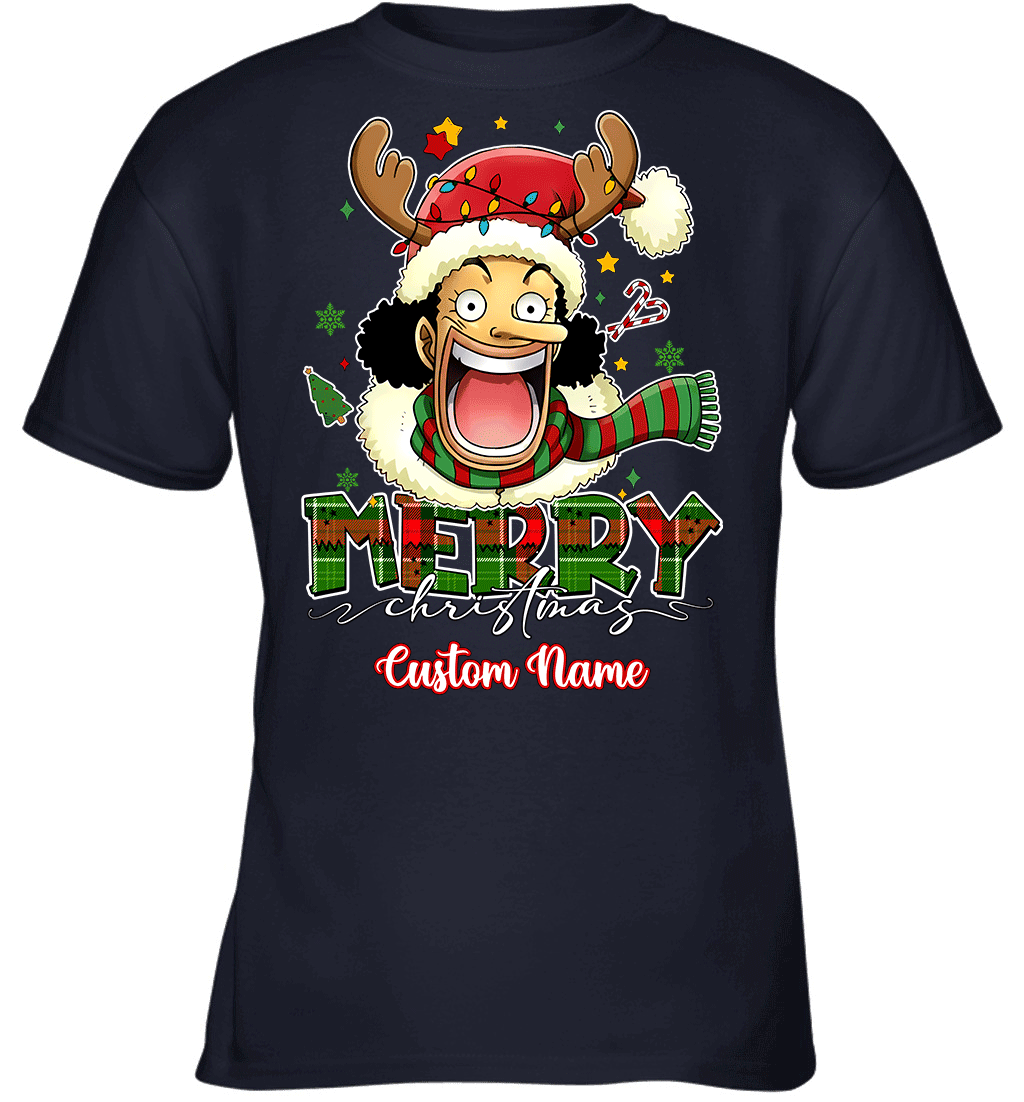 One Piece Usopp Christmas – Add Your Name For A Festive Touch Graphic T-shirt