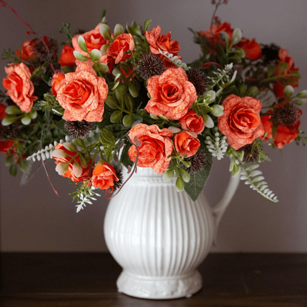 Orange Fake Roses for Table Centerpiece, Wedding & Home Decor
