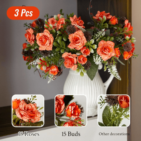 Orange Fake Roses for Table Centerpiece, Wedding & Home Decor
