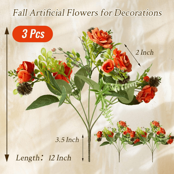 Orange Fake Roses for Table Centerpiece, Wedding & Home Decor