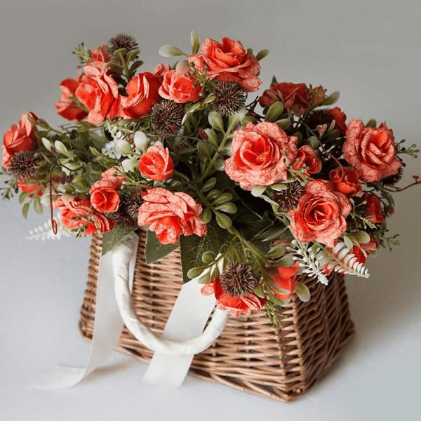 Orange Fake Roses for Table Centerpiece, Wedding & Home Decor