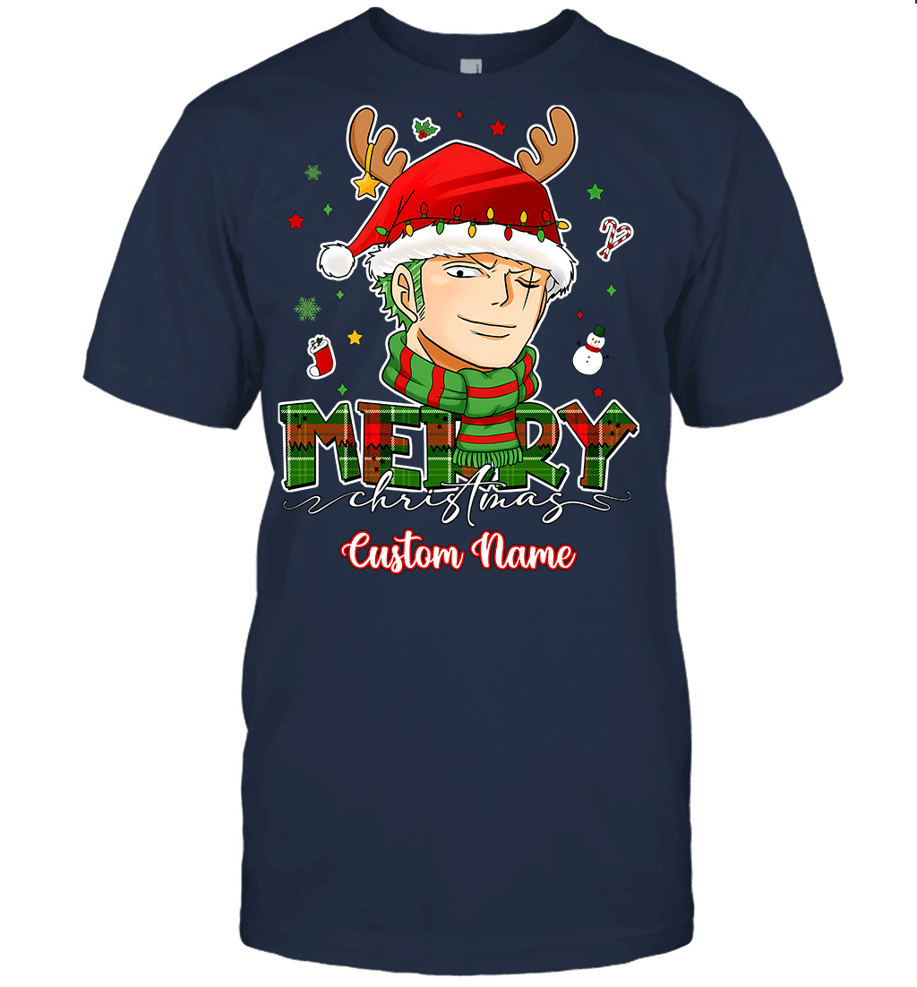 One Piece Zoro Christmas – Add Your Name For A Festive Touch Graphic T-shirt