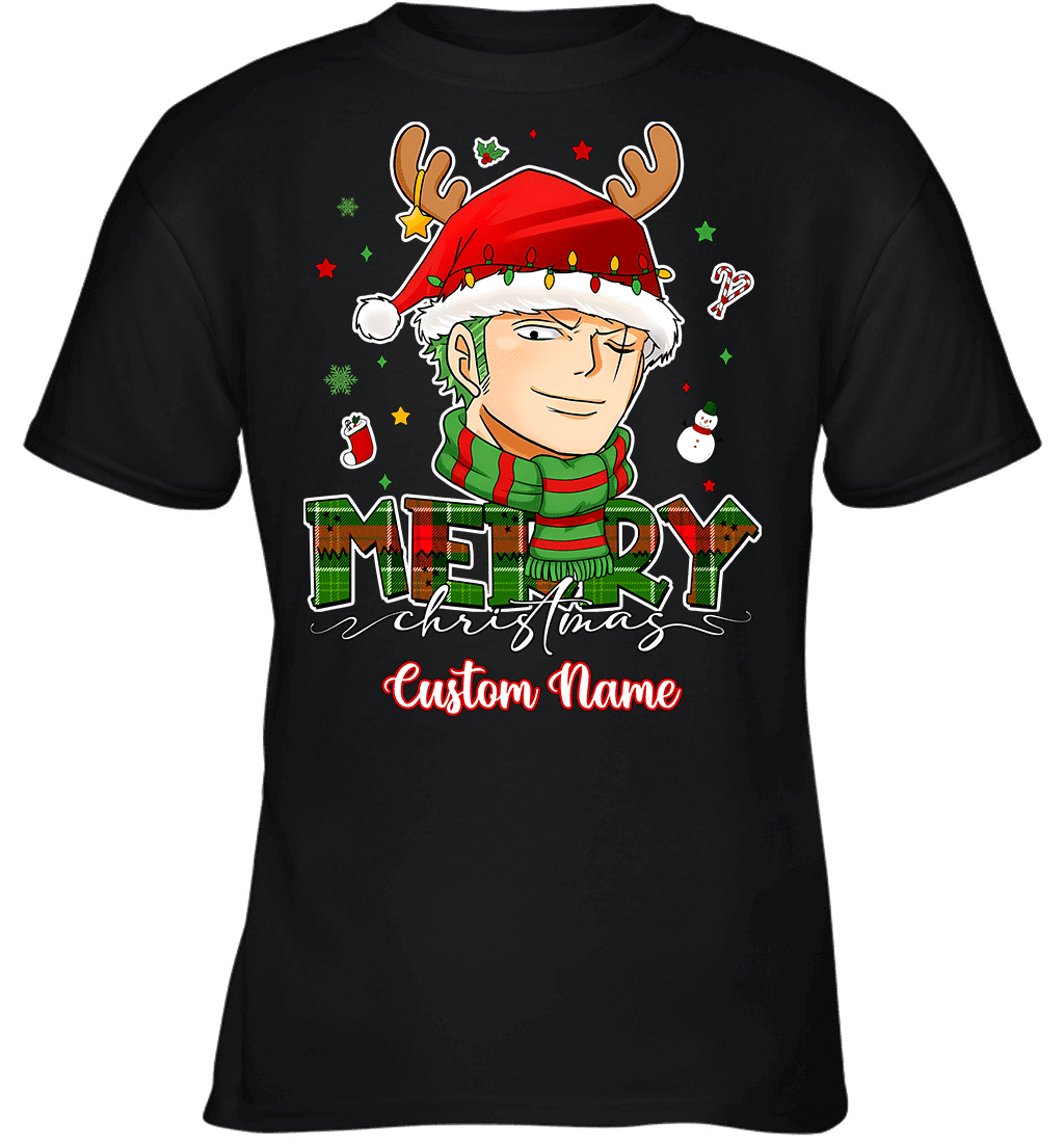 One Piece Zoro Christmas – Add Your Name For A Festive Touch Graphic T-shirt