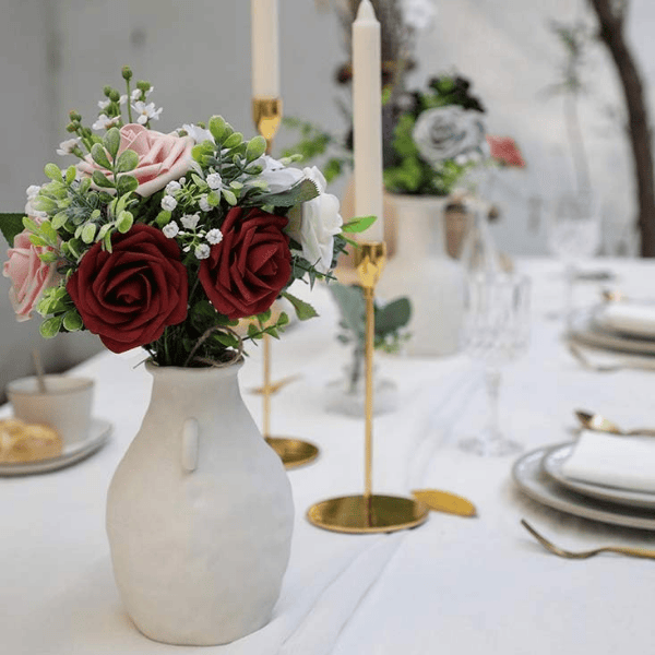 25pcs Artificial Burgundy Foam Roses with Stems