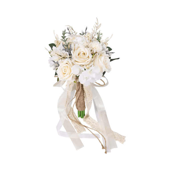 White Artificial Roses with Hydrangea