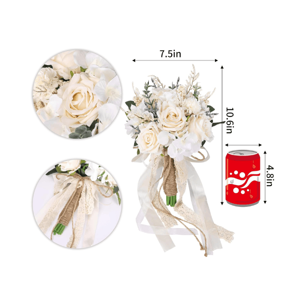 White Artificial Roses with Hydrangea