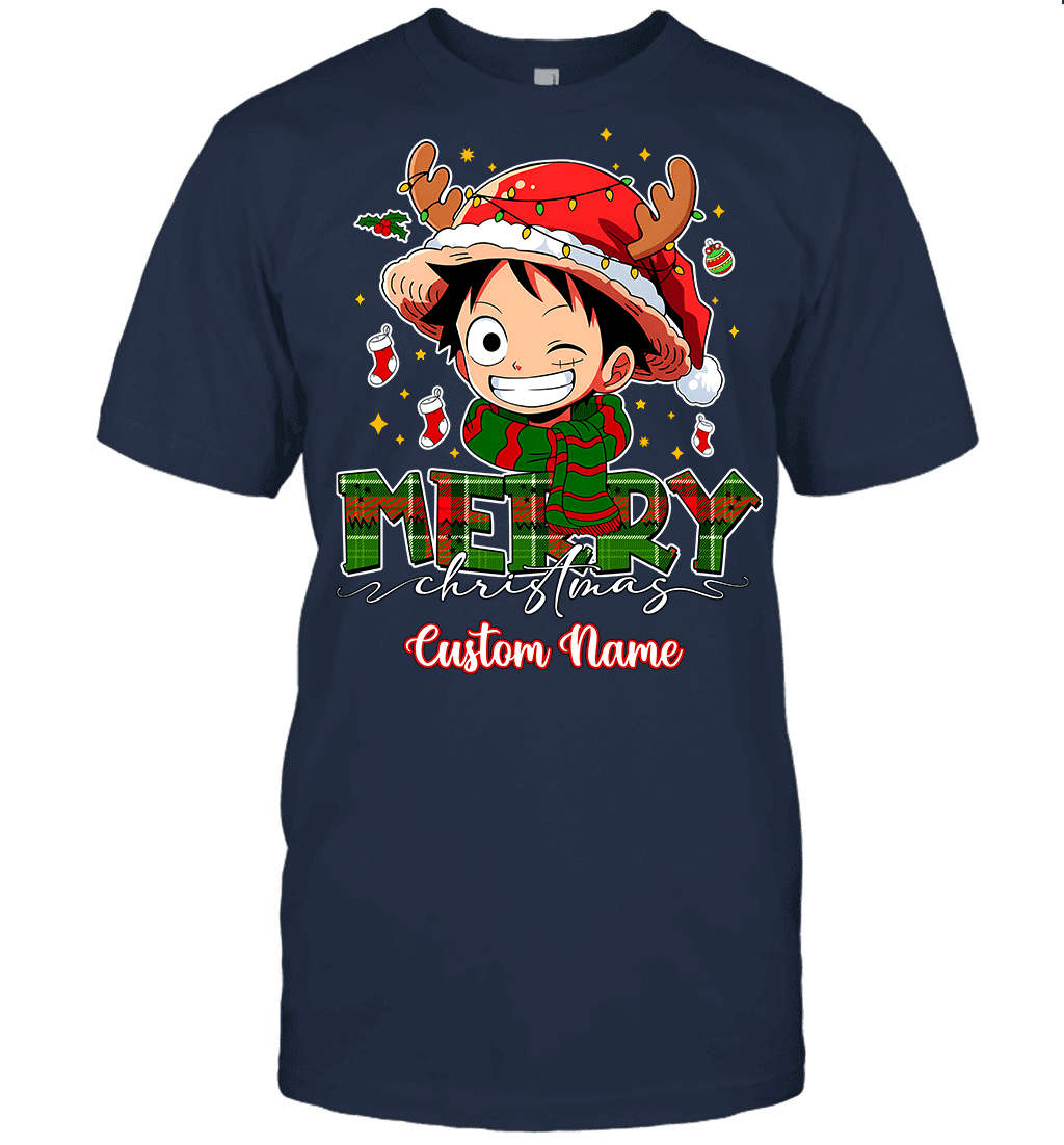 One Piece Monkey D. Luffy Christmas – Add Your Name For A Festive Touch Graphic T-shirt