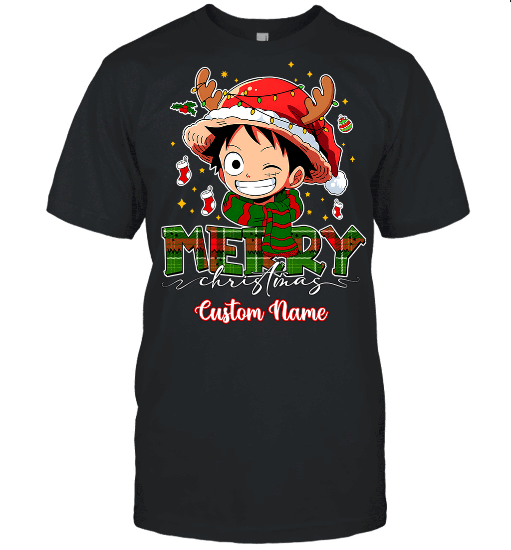 One Piece Monkey D. Luffy Christmas – Add Your Name For A Festive Touch Graphic T-shirt