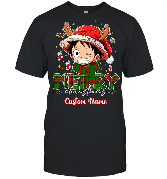 One Piece Monkey D. Luffy Christmas – Add Your Name For A Festive Touch Graphic T-shirt