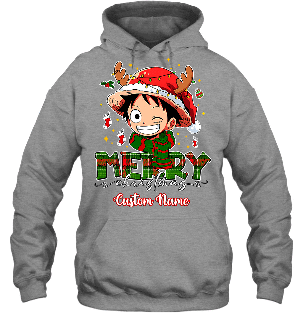 One Piece Monkey D. Luffy Christmas – Add Your Name For A Festive Touch Graphic T-shirt